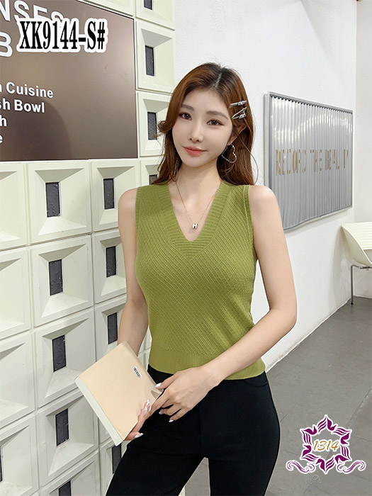 v领针织背心XK91...