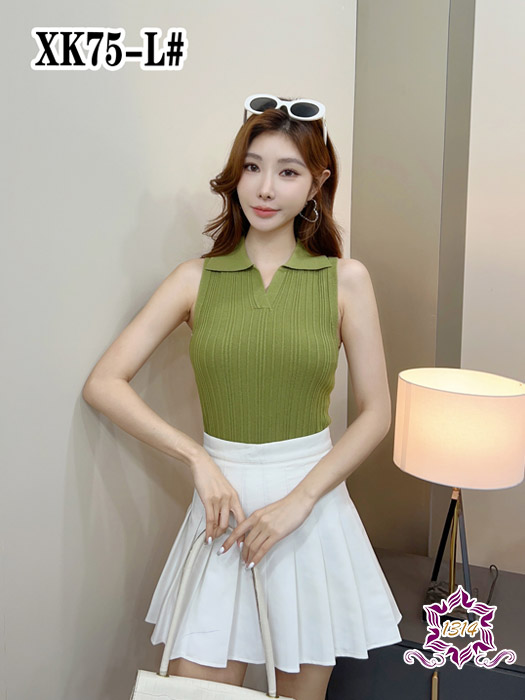 v领针织背心XK75...