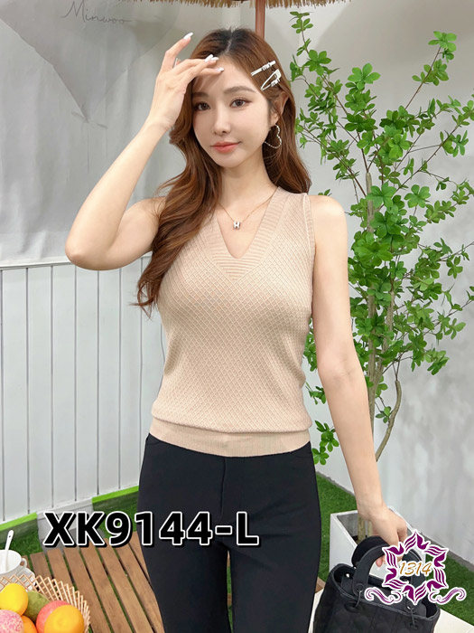 v领针织背心XK91...